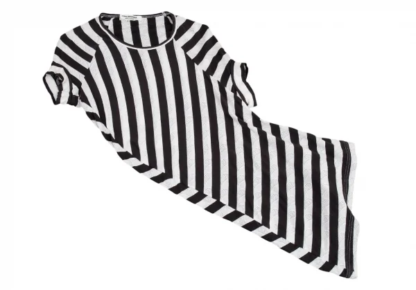 ジュンヤワタナベ コムデギャルソンJUNYA WATANABE COMME des GARCONS ペイズリー織りボーダー切替変形カットソー 白黒S K-81756_003