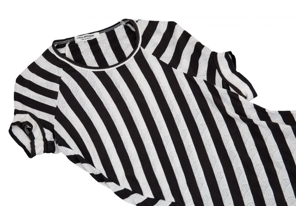 ジュンヤワタナベ コムデギャルソンJUNYA WATANABE COMME des GARCONS ペイズリー織りボーダー切替変形カットソー 白黒S K-81756_004