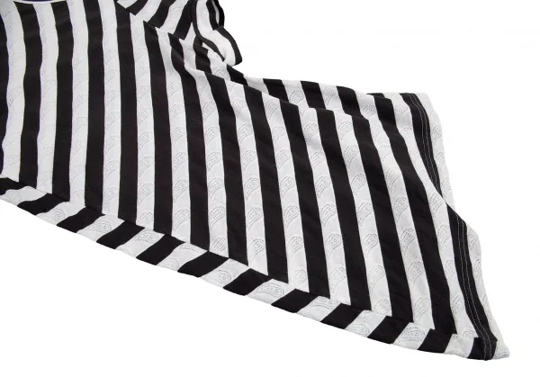 ジュンヤワタナベ コムデギャルソンJUNYA WATANABE COMME des GARCONS ペイズリー織りボーダー切替変形カットソー 白黒S K-81756_007