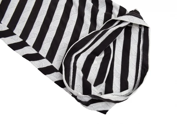 ジュンヤワタナベ コムデギャルソンJUNYA WATANABE COMME des GARCONS ペイズリー織りボーダー切替変形カットソー 白黒S K-81756_008