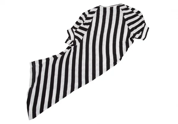 ジュンヤワタナベ コムデギャルソンJUNYA WATANABE COMME des GARCONS ペイズリー織りボーダー切替変形カットソー 白黒S K-81756_009