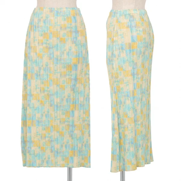 プリーツプリーズPLEATS PLEASE ボカシブロックチェックスカート