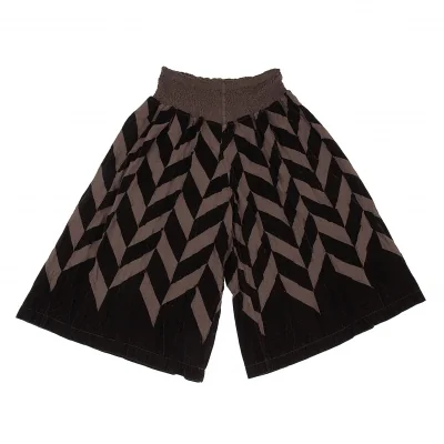 イッセイミヤケ ミーISSEY MIYAKE me カリフラワーベロア切替ワイドパンツ 茶