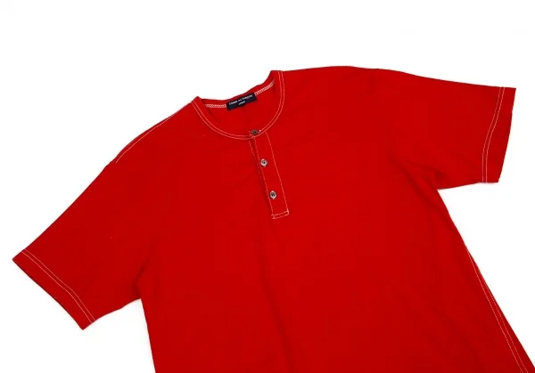 コムデギャルソン オムCOMME des GARCONS HOMME コットン天竺製品染めヘンリーネックTシャツ 赤M K-81915_002