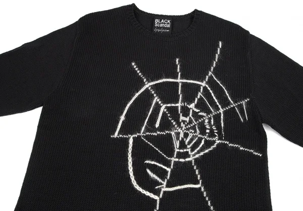 ブラックスキャンダル ヨウジヤマモトBLACK Scandal Yohji Yamamoto スパイダーウェブ刺繍ロングニット 黒3 K-81984_002