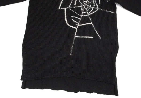 ブラックスキャンダル ヨウジヤマモトBLACK Scandal Yohji Yamamoto スパイダーウェブ刺繍ロングニット 黒3 K-81984_006