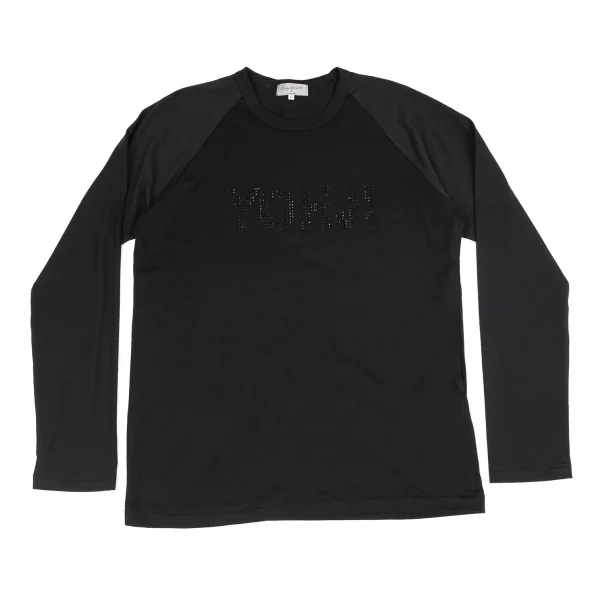 ヨウジヤマモト プールオムYohji Yamamoto POUR HOMME ラインストーンプリントラグランカットソー 黒3 K-81991_001