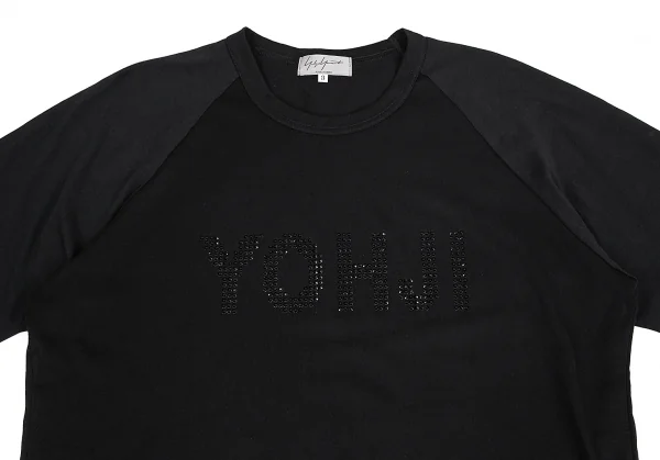 ヨウジヤマモト プールオムYohji Yamamoto POUR HOMME ラインストーンプリントラグランカットソー 黒3 K-81991_002