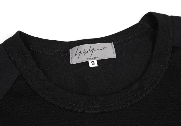 ヨウジヤマモト プールオムYohji Yamamoto POUR HOMME ラインストーンプリントラグランカットソー 黒3 K-81991_003
