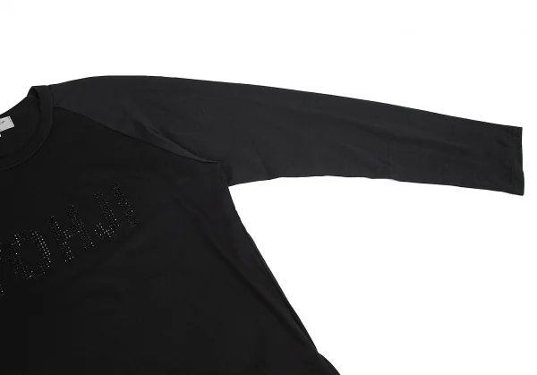 ヨウジヤマモト プールオムYohji Yamamoto POUR HOMME ラインストーンプリントラグランカットソー 黒3 K-81991_006