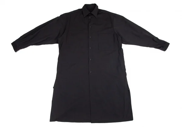 ヨウジヤマモト プールオムYohji Yamamoto POUR HOMME 阪急限定ウールギャババック諸行無常刺繍シャツコート 黒3 K-82015_010