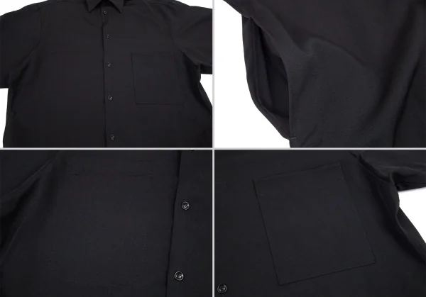 ヨウジヤマモト プールオムYohji Yamamoto POUR HOMME 阪急限定ウールギャババック諸行無常刺繍シャツコート 黒3 K-82015_012