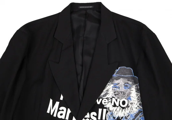 ヨウジヤマモト プールオムYohji Yamamoto POUR HOMME フロントプリント刺繍デザインジャケット 黒4 K-82026_002
