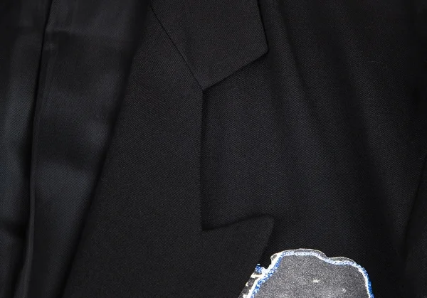 ヨウジヤマモト プールオムYohji Yamamoto POUR HOMME フロントプリント刺繍デザインジャケット 黒4 K-82026_003