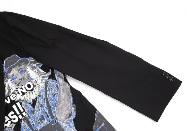 ヨウジヤマモト プールオムYohji Yamamoto POUR HOMME フロントプリント刺繍デザインジャケット 黒4 K-82026_004