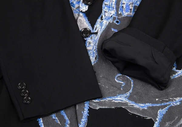 ヨウジヤマモト プールオムYohji Yamamoto POUR HOMME フロントプリント刺繍デザインジャケット 黒4 K-82026_005