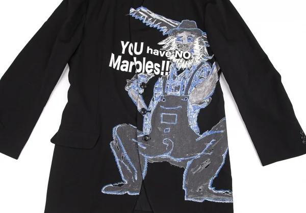 ヨウジヤマモト プールオムYohji Yamamoto POUR HOMME フロントプリント刺繍デザインジャケット 黒4 K-82026_006