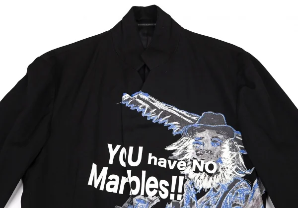 ヨウジヤマモト プールオムYohji Yamamoto POUR HOMME フロントプリント刺繍デザインジャケット 黒4 K-82026_007
