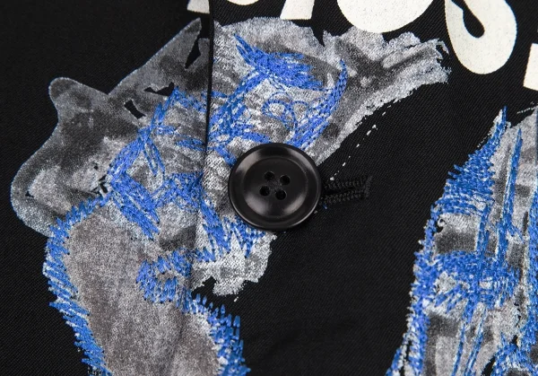 ヨウジヤマモト プールオムYohji Yamamoto POUR HOMME フロントプリント刺繍デザインジャケット 黒4 K-82026_009