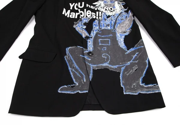 ヨウジヤマモト プールオムYohji Yamamoto POUR HOMME フロントプリント刺繍デザインジャケット 黒4 K-82026_010