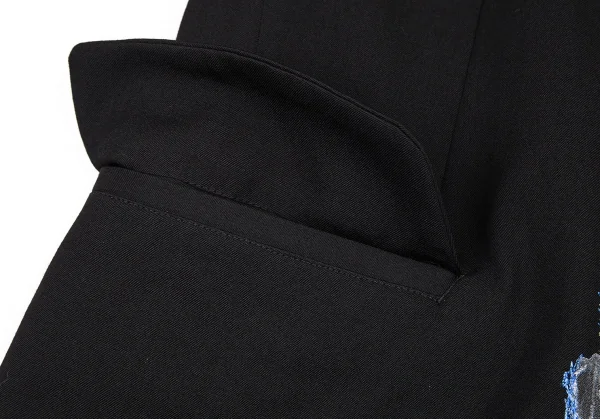 ヨウジヤマモト プールオムYohji Yamamoto POUR HOMME フロントプリント刺繍デザインジャケット 黒4 K-82026_011