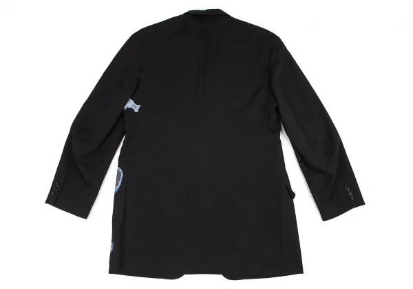 ヨウジヤマモト プールオムYohji Yamamoto POUR HOMME フロントプリント刺繍デザインジャケット 黒4 K-82026_014