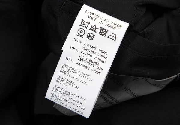 ヨウジヤマモト プールオムYohji Yamamoto POUR HOMME フロントプリント刺繍デザインジャケット 黒4 K-82026_017