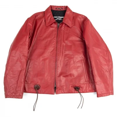 ヨウジヤマモト プールオムYohji Yamamoto POUR HOMME REPLICA 1991-1992A/Wレプリカバッファローレザー中綿ブルゾン 赤