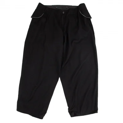 ヨウジヤマモト プールオムYohji Yamamoto POUR HOMME レーヨンギャバセミサークルフラップパンツ 黒