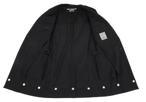 ヨウジヤマモト プールオムYohji Yamamoto POUR HOMME REPLICA 1988S/S 復刻ウールギャバメッシュアイレットロングジャケット 黒3 K-82049_010