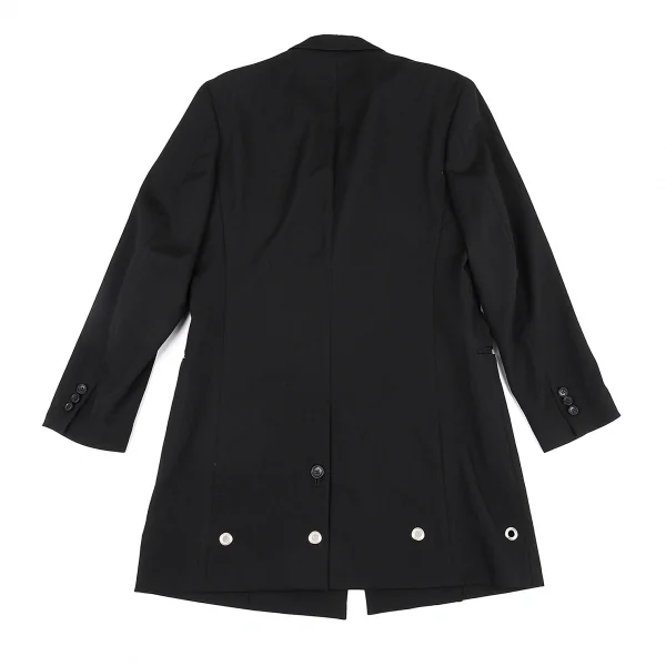 ヨウジヤマモト プールオムYohji Yamamoto POUR HOMME REPLICA 1988S/S 復刻ウールギャバメッシュアイレットロングジャケット 黒3 K-82049_011
