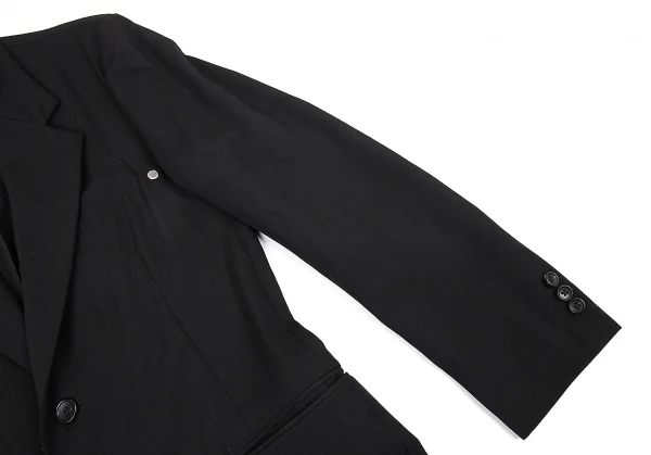 ヨウジヤマモト プールオムYohji Yamamoto POUR HOMME REPLICA 1988S/S 復刻ウールギャバメッシュアイレットロングジャケット 黒3 K-82049_004