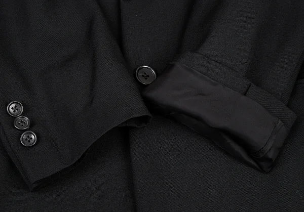 ヨウジヤマモト プールオムYohji Yamamoto POUR HOMME REPLICA 1988S/S 復刻ウールギャバメッシュアイレットロングジャケット 黒3 K-82049_005