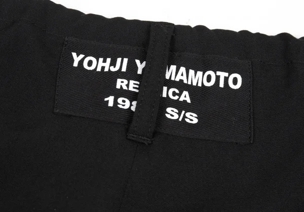 ヨウジヤマモト プールオムYohji Yamamoto POUR HOMME REPLICA 1988S/S 復刻ウールギャバメッシュアイレット紐パンツ 黒3 K-82050_014