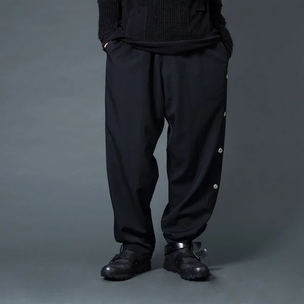 ヨウジヤマモト プールオムYohji Yamamoto POUR HOMME REPLICA 1988S/S 復刻ウールギャバメッシュアイレット紐パンツ 黒3 K-82050_018