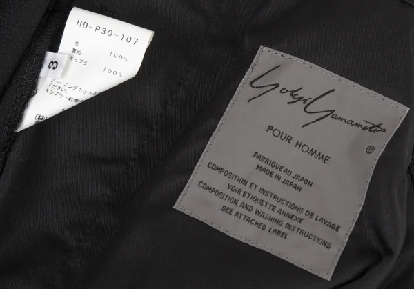 ヨウジヤマモト プールオムYohji Yamamoto POUR HOMME REPLICA 1988S/S 復刻ウールギャバメッシュアイレットセットアップスーツ 黒3 K-82051_010