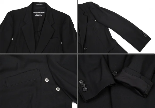 ヨウジヤマモト プールオムYohji Yamamoto POUR HOMME REPLICA 1988S/S 復刻ウールギャバメッシュアイレットセットアップスーツ 黒3 K-82051_003