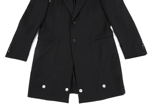 ヨウジヤマモト プールオムYohji Yamamoto POUR HOMME REPLICA 1988S/S 復刻ウールギャバメッシュアイレットセットアップスーツ 黒3 K-82051_004