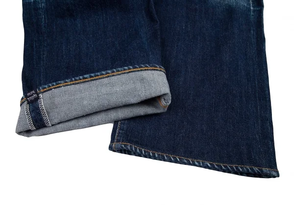 ヨウジヤマモト プールオムYohji Yamamoto POUR HOMME スポテッドホース当て布クラッシュ加工デニムパンツ インディゴ6 K-82061_013