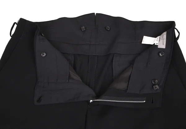 ヨウジヤマモト プールオムYohji Yamamoto POUR HOMME ウールギャバサスペンダーボタンパンツ 黒6 K-82067_005