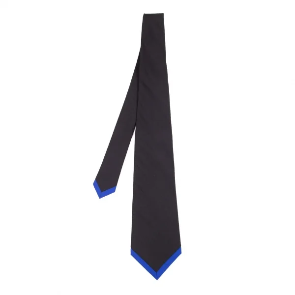 ヨウジヤマモト プールオムYohji Yamamoto POUR HOMME シルクチップ切替バイカラーネクタイ 黒青 K-82085_001