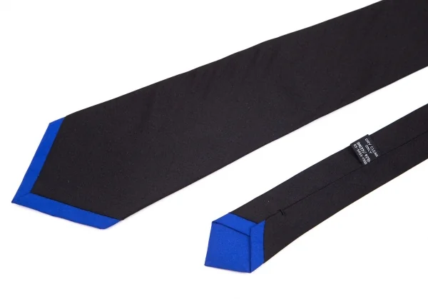 ヨウジヤマモト プールオムYohji Yamamoto POUR HOMME シルクチップ切替バイカラーネクタイ 黒青 K-82085_004