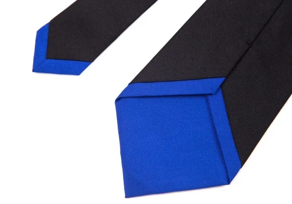 ヨウジヤマモト プールオムYohji Yamamoto POUR HOMME シルクチップ切替バイカラーネクタイ 黒青 K-82085_009