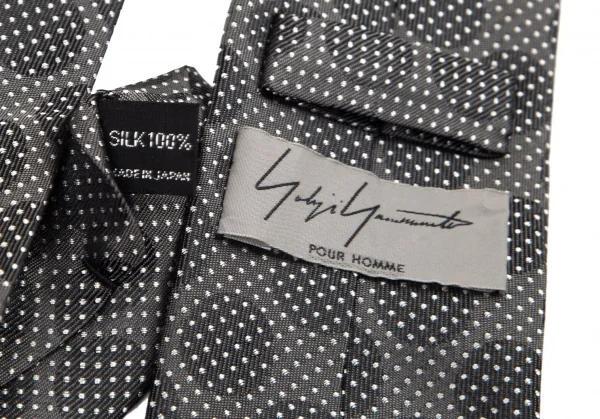 ヨウジヤマモト プールオムYohji Yamamoto POUR HOMME シルクドットピンドットジャカードネクタイ グレー濃淡 K-82086_010