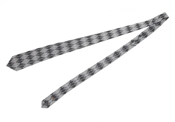 ヨウジヤマモト プールオムYohji Yamamoto POUR HOMME シルクダイヤモンドチェックジャカードネクタイ グレー濃淡 K-82088_002