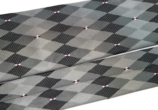 ヨウジヤマモト プールオムYohji Yamamoto POUR HOMME シルクダイヤモンドチェックジャカードネクタイ グレー濃淡 K-82088_005