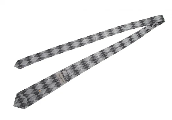 ヨウジヤマモト プールオムYohji Yamamoto POUR HOMME シルクダイヤモンドチェックジャカードネクタイ グレー濃淡 K-82088_006