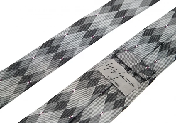 ヨウジヤマモト プールオムYohji Yamamoto POUR HOMME シルクダイヤモンドチェックジャカードネクタイ グレー濃淡 K-82088_008