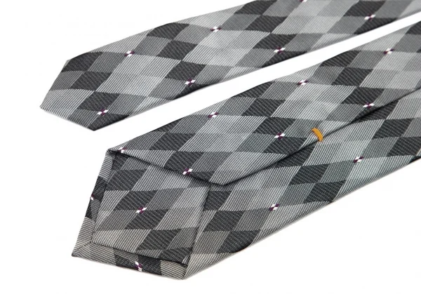 ヨウジヤマモト プールオムYohji Yamamoto POUR HOMME シルクダイヤモンドチェックジャカードネクタイ グレー濃淡 K-82088_009