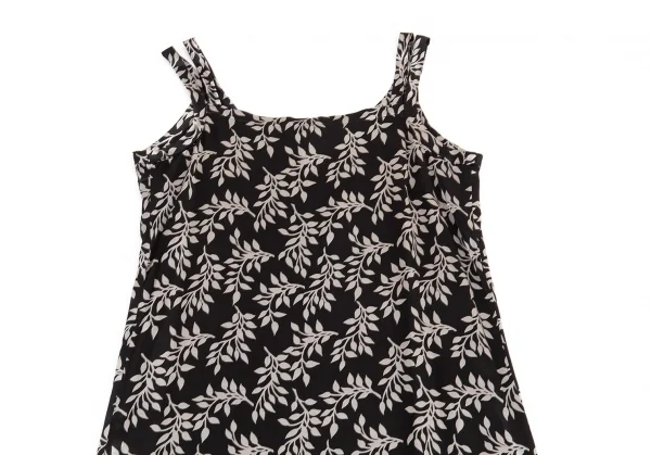 ワイズY's ボタニカルレーヨンノースリーブワンピース 黒グレーM位 K-82140_014